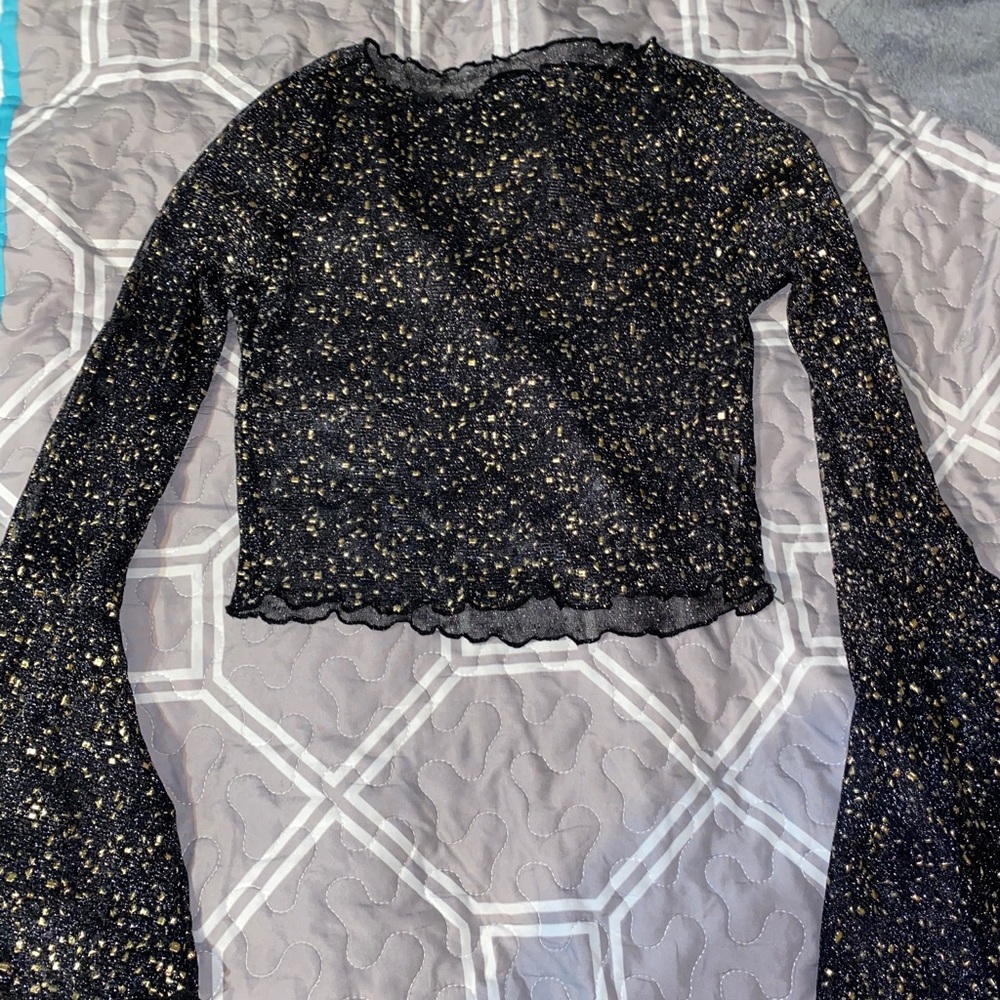 Sheer gold & black top